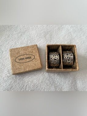 Lois Hill 925 Sterling Silver Filigree Napkin Ring Pair